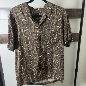H&M Men's Snake Print Brown Shirt